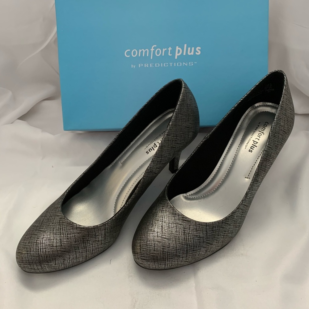 Comfort Plus by Predictions Black & Silver Pumps